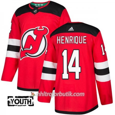 Barn Ishockey New Jersey Devils Tröja Adam Henrique 14 Adidas 2017-2018 Röd Authentic